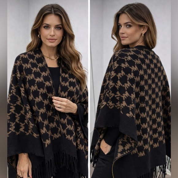 Michael Kors Accessories - Michael Kors Shawl Signature MK Logo Jacquard Cape Wrap